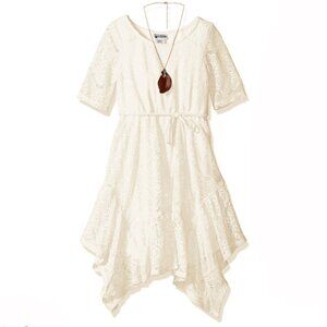 Emily West Girls' Cream Lace Short Sleeves Dress Size 10 - No Necklace